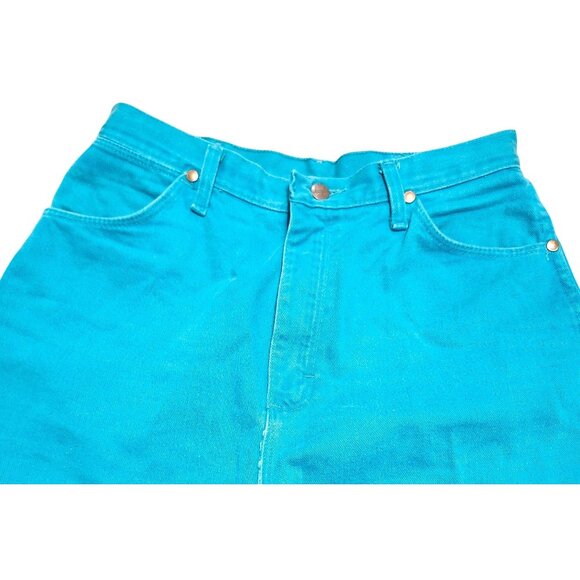 Vintage Wrangler Womens14 High Rise Straight Leg Jeans Teal USA Made 13MNRM - Picture 4 of 10
